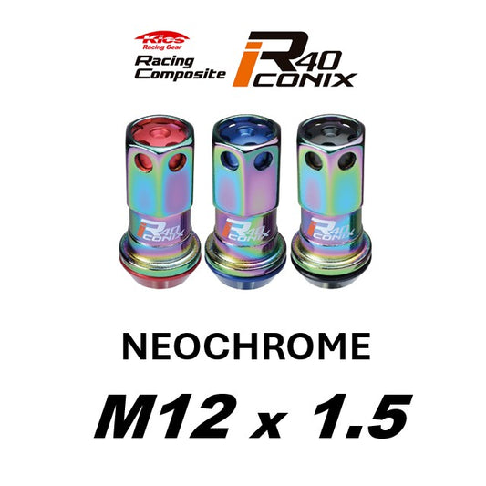 KYO-EI Racing Composite R40 iCONIX (Lock & Nut Set) (Aluminum Caps) - M12x1.5 - Neochrome Lugs (20 Lug Set)