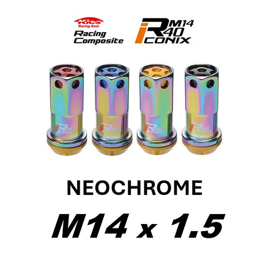 KYO-EI Racing Composite R40 iCONIX (Lock & Nut Set) (Aluminum Caps) - M14x1.5 - Neochrome Lugs (20 Lug Set)