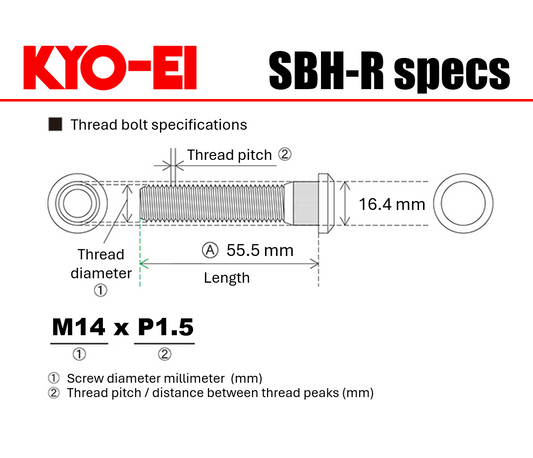 KYO-EI Extended Hub Bolt (SBH-R) - M14x1.5