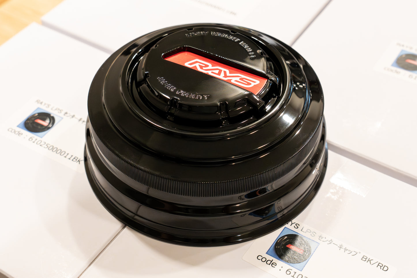 RAYS 4x4 LPS Center Cap (No.85) - 112mm bore - Black / Red (Set of 4)