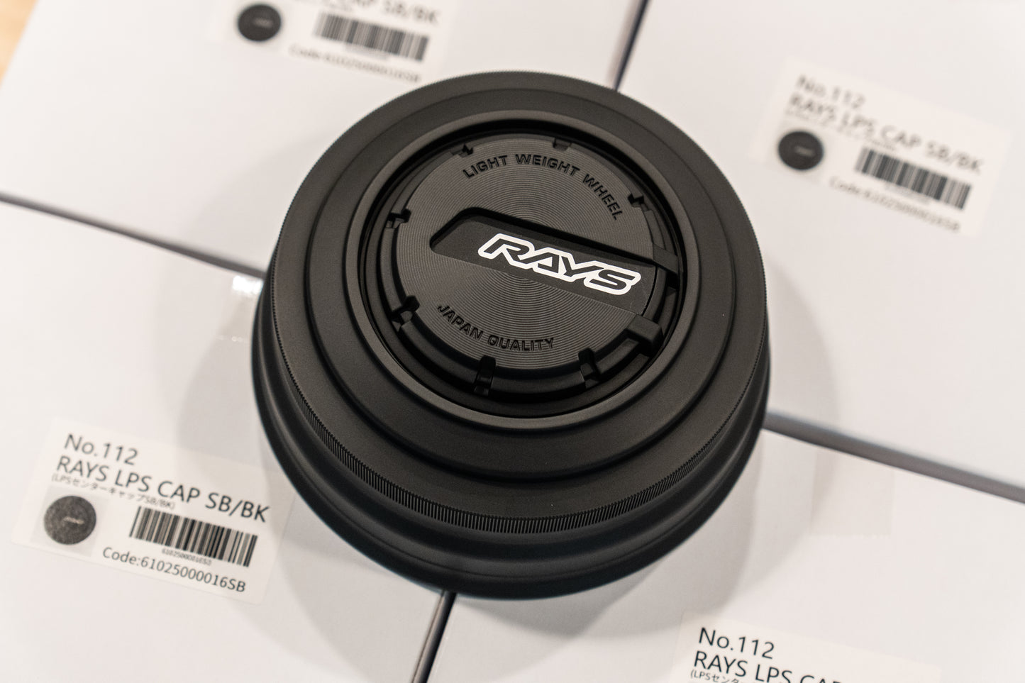 RAYS 4x4 LPS Center Cap (No.112) - 112mm bore - Matte Black / Black (Set of 4)