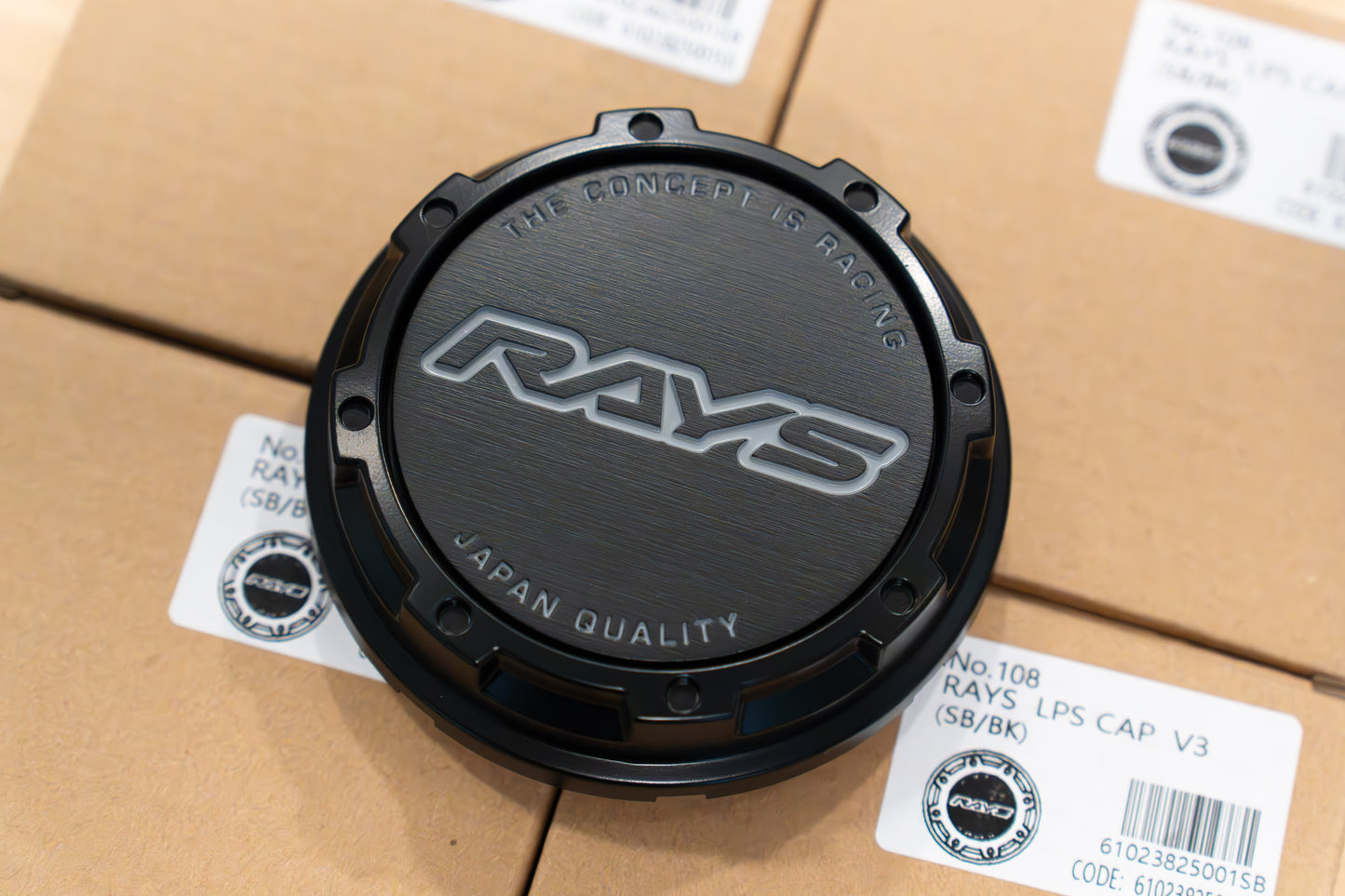 RAYS 4x4 LPS Center Cap V3 (No.108) - Semigloss Black SB / Black BK (4 pcs)
