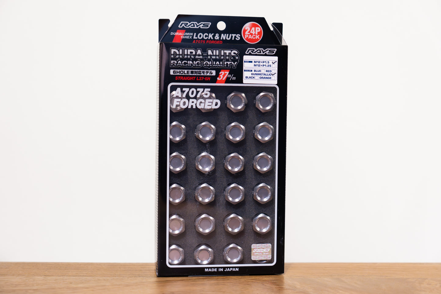 RAYS Dura-Nut L37 Straight Type for 6H - M12 x 1.5 - 24 Lug Set
