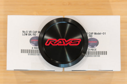 RAYS Volk Racing Model-01 VR Center Cap (No.5) - Black BK/Red RD (4 pcs)