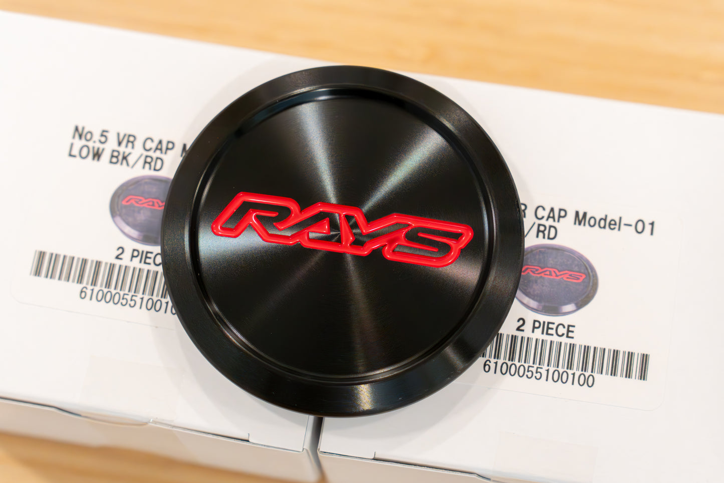 RAYS Volk Racing Model-01 VR Center Cap (No.5) - Black BK/Red RD (4 pcs)