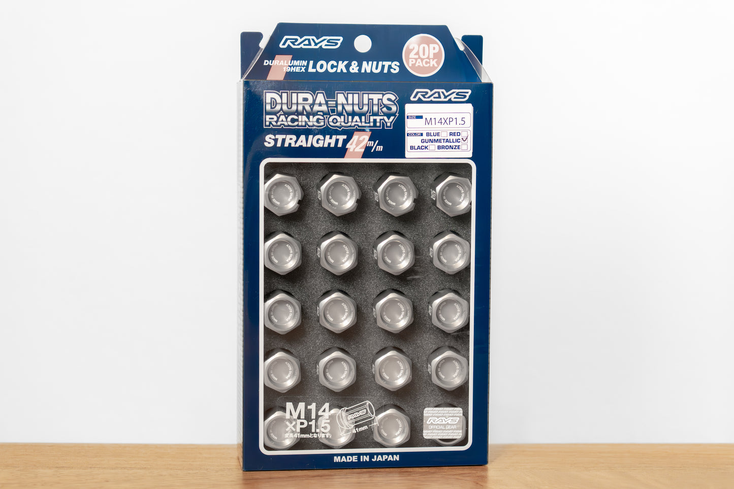 RAYS Dura-Nut L42 Straight Type for 5H - M14 x 1.5 - 20 Lug Set