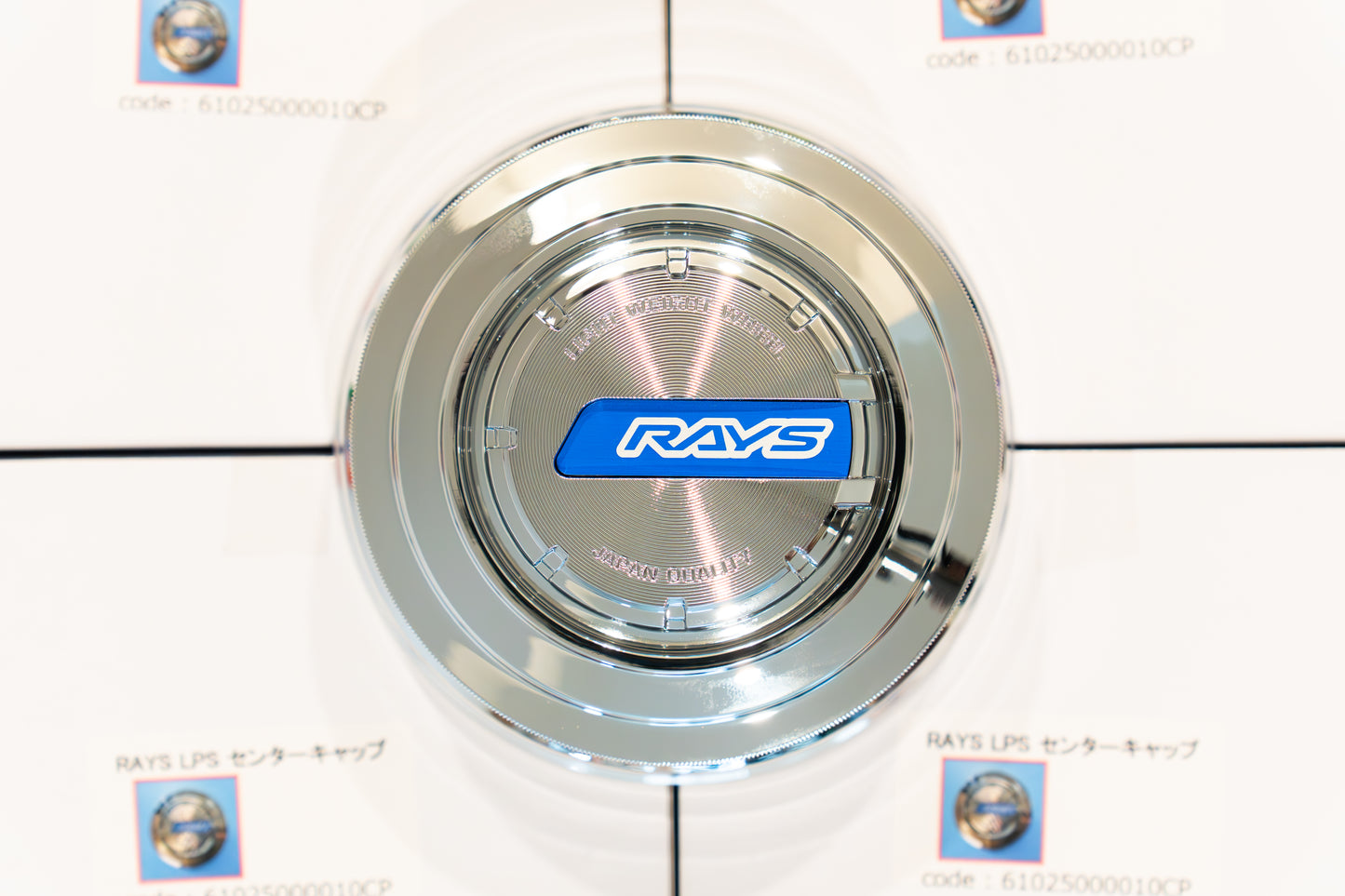 RAYS 4x4 LPS Center Cap (No.86) - 112mm bore - Chrome / Blue BL (Set of 4)