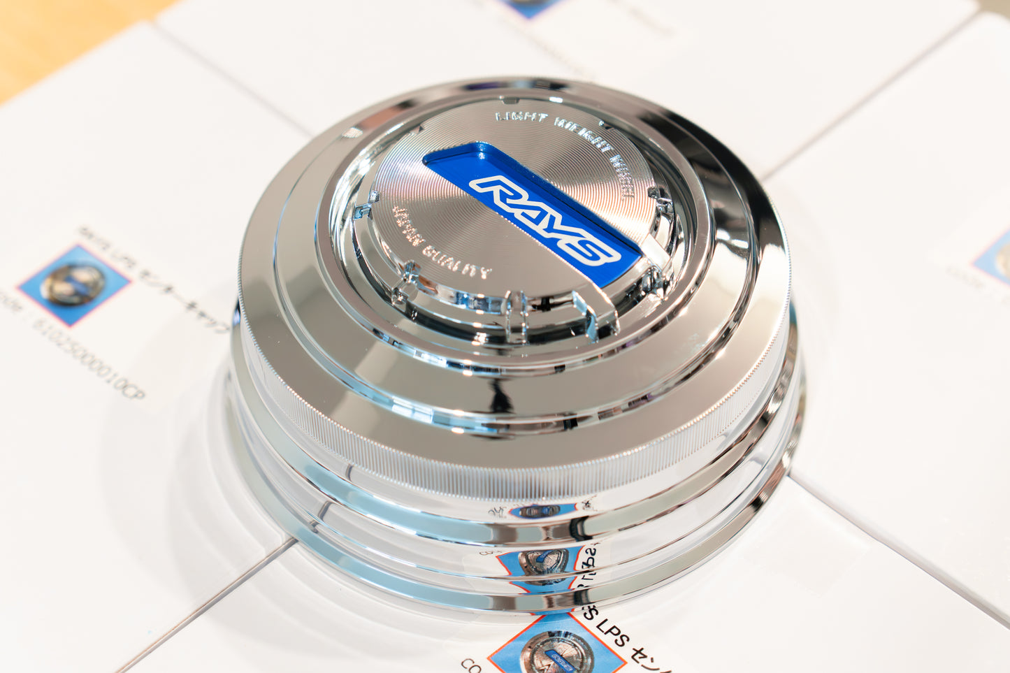 RAYS 4x4 LPS Center Cap (No.86) - 112mm bore - Chrome / Blue BL (Set of 4)