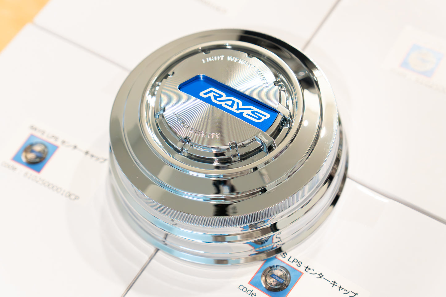 RAYS 4x4 LPS Center Cap (No.86) - 112mm bore - Chrome / Blue BL (Set of 4)