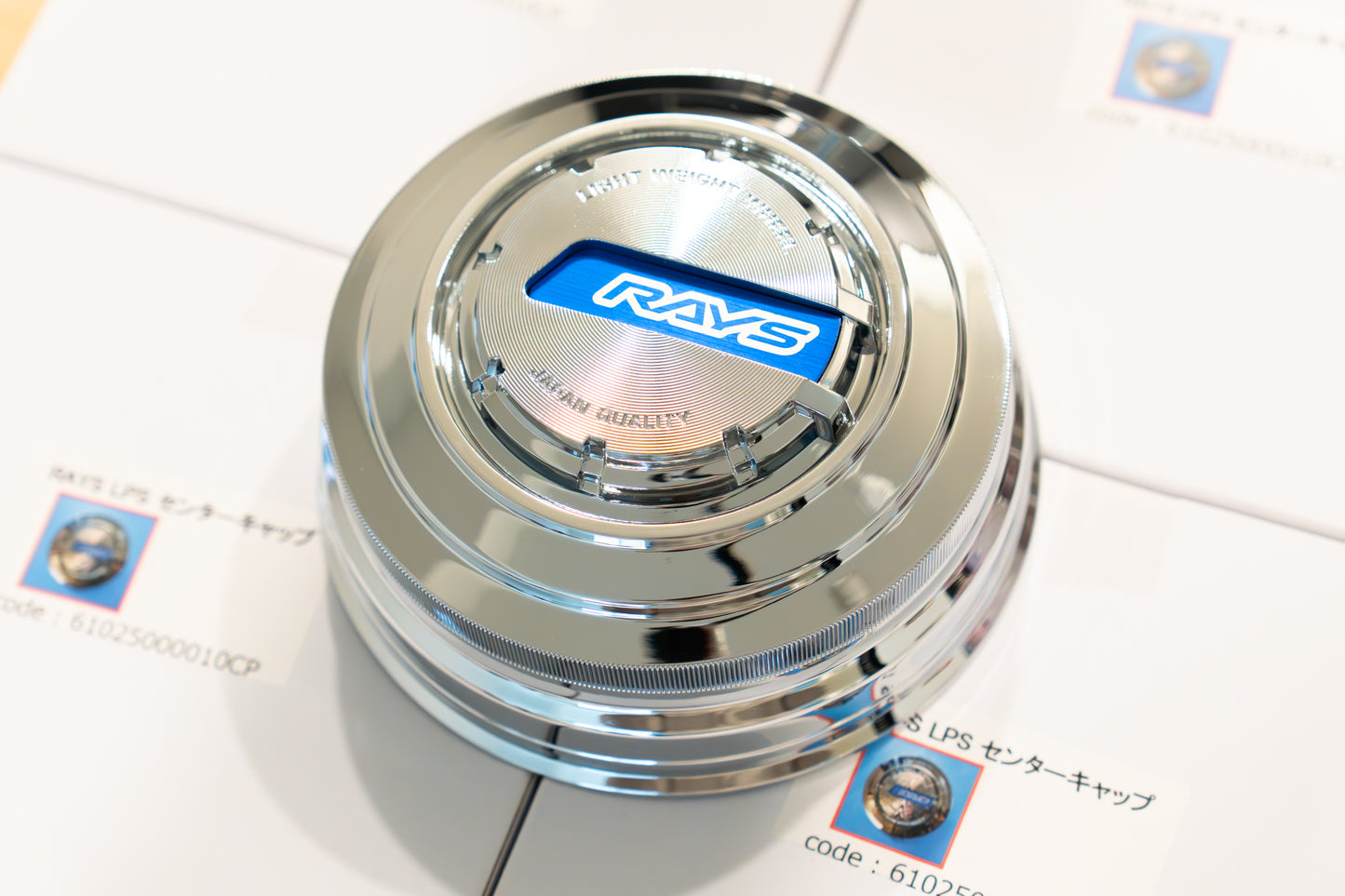 RAYS 4x4 LPS Center Cap (No.86) - 112mm bore - Chrome / Blue BL (Set of 4)