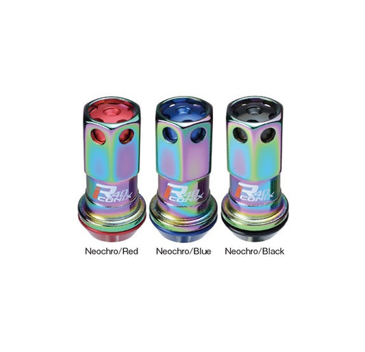 KYO-EI Racing Composite R40 iCONIX (Lock & Nut Set) (Aluminum Caps) - M12x1.5 - Neochrome Lugs (20 Lug Set)