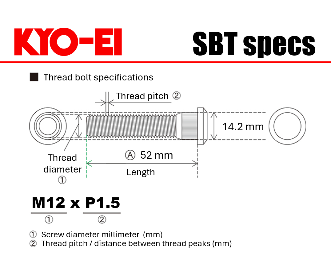 KYO-EI Extended Hub Bolt (SBT) - M12x1.5