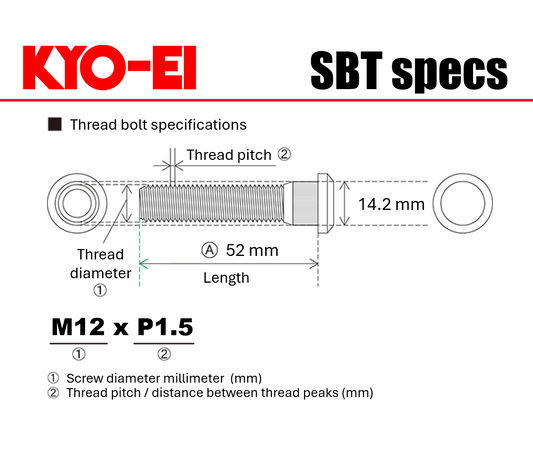 KYO-EI Extended Hub Bolt (SBT) - M12x1.5