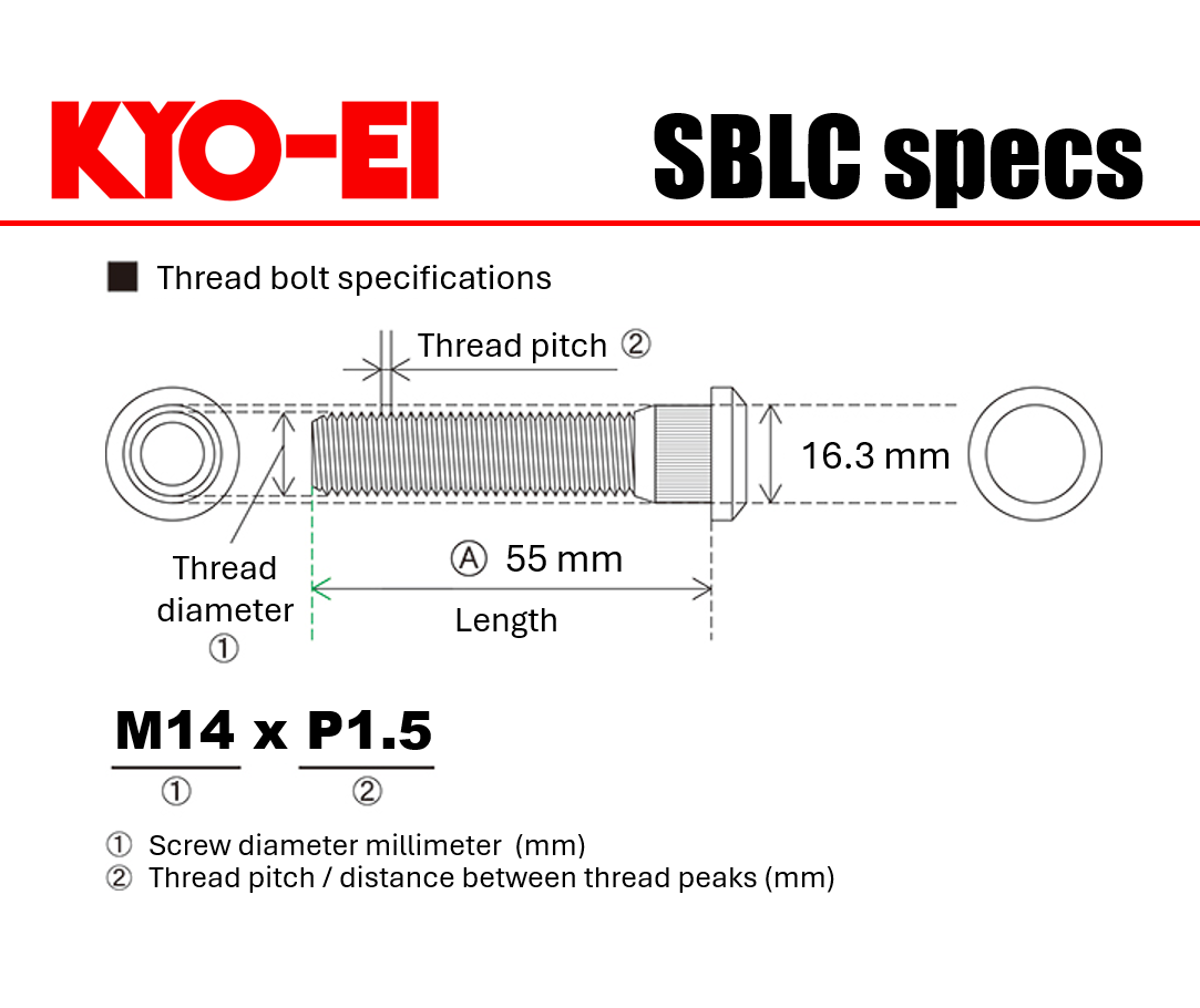 KYO-EI Extended Hub Bolt (SBLC) - M14x1.5